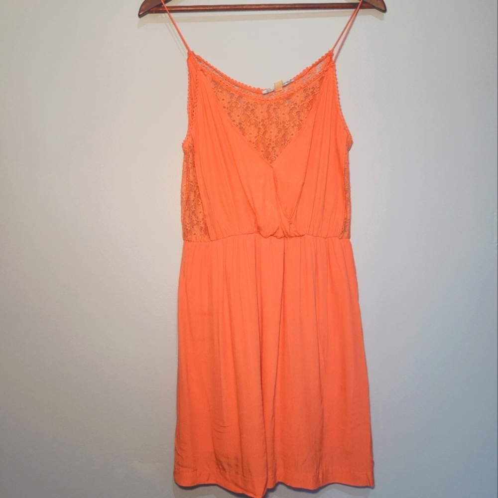Moonlight Women's Sleeveless Scoop Neck Lace‎ Dress Coral Size Medium